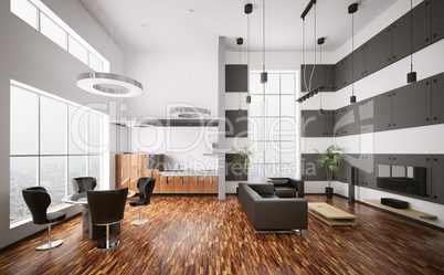 Interior of modern apartment 3d render