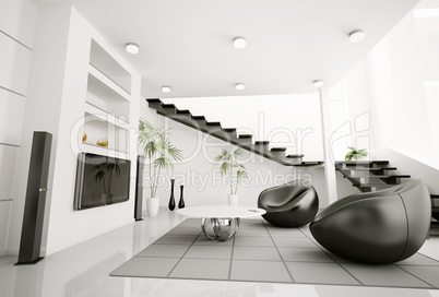 Living room interior 3d render