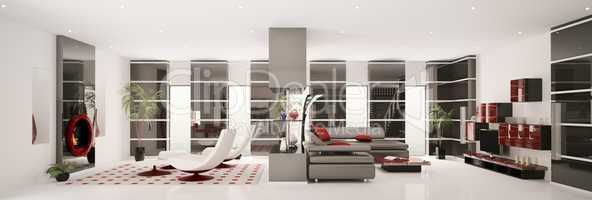 Apartment interior panorama 3d render