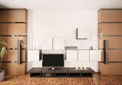 Modern interior with LCD 3d render