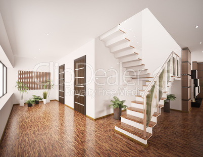 Interior of modern entrance hall 3d render