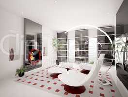 Interior of living room 3d render