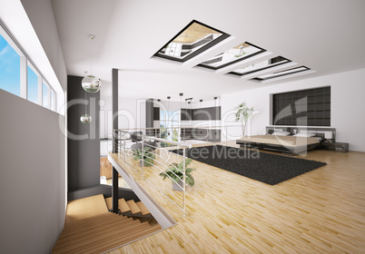 Interior of modern bedroom 3d