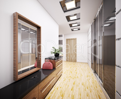 Modern vestibule interior 3d