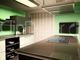Interior of kitchen 3d render