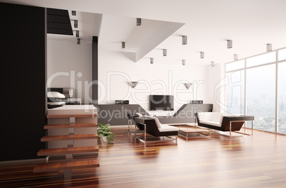 Modern apartment interior 3d