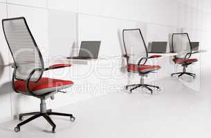 Workplace in white 3d
