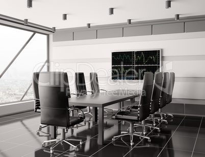 Modern boardroom with lcd interior 3d