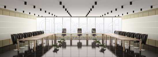 Modern boardroom interior panorama 3d