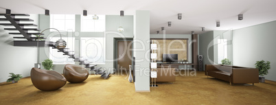 Interior of apartment panorama 3d