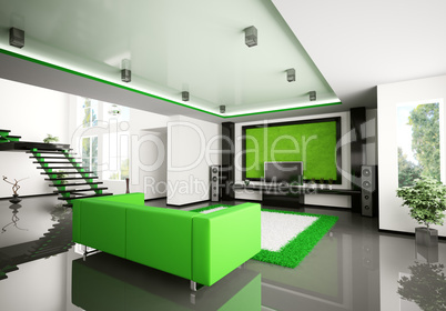 Modern interior of living room 3d