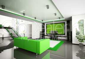 Modern interior of living room 3d