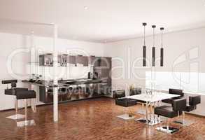 Modern kitchen 3d render