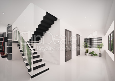 Interior of modern entrance hall 3d render