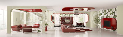 Apartment interior panorama 3d render