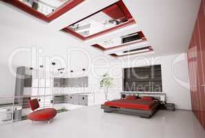 Modern bedroom interior 3d