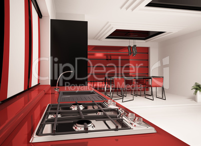 Interior of modern kitchen 3d render