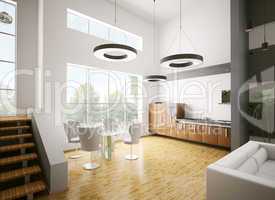 Modern kitchen interior 3d