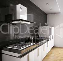 Modern kitchen interior 3d