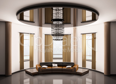 Round room interior 3d