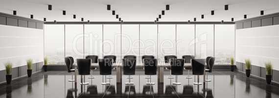 Modern boardroom panorama 3d render