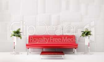 Red sofa 3d render