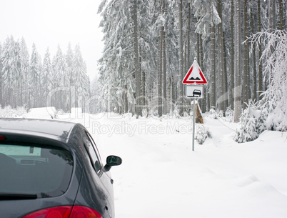 Straße Winter Wald - Street Winter Forest