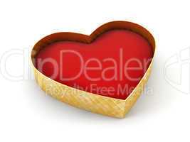 open valentine's gift box, isolated 3d rendering
