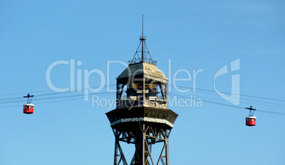 Funiculars going to the tower, Barcelona, Spain