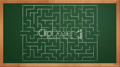 Maze on a chalkboard