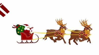 Santa claus with reindeer animation and giving gift