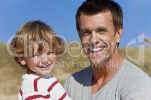 Man & Boy, Father and Son Having Fun Outside