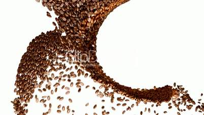 Coffee beans whirl with slow motion