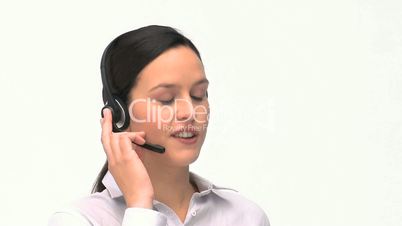 Frau mit Headset