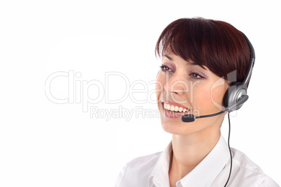 Female customer service representative smiling