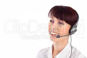 Female customer service representative smiling