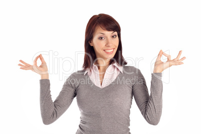 Attractive Young Woman Showing OK gesture