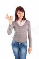 Young Woman Showing OK Gesture