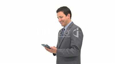 Mann mit iPad