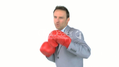 Geschäftsmann mit Boxhandschuhen