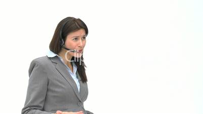 Frau  mit Headset