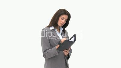 Geschäftsfrau mit Notizbuch
