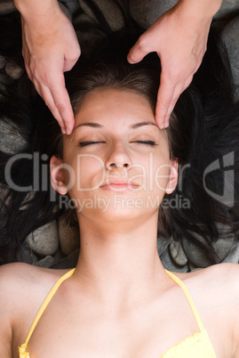 Young woman in japanese spa