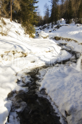 Snowy Landscape of Dolomites Mountains during Winter