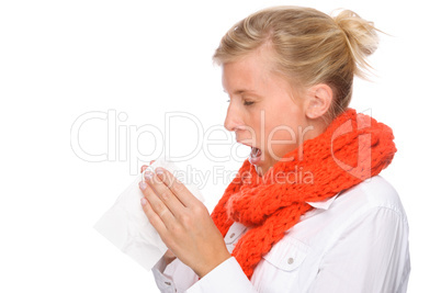 Frau mit Erkältung