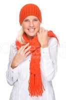 Frau mit Schal und Mütze