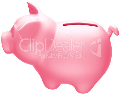 Pink piggy bank side view