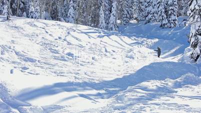 Snowboard falls on mountain trail P HD 8403