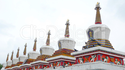 Landmarks of Tibetan stupa in a lamasery