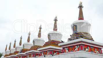 Landmarks of Tibetan stupa in a lamasery